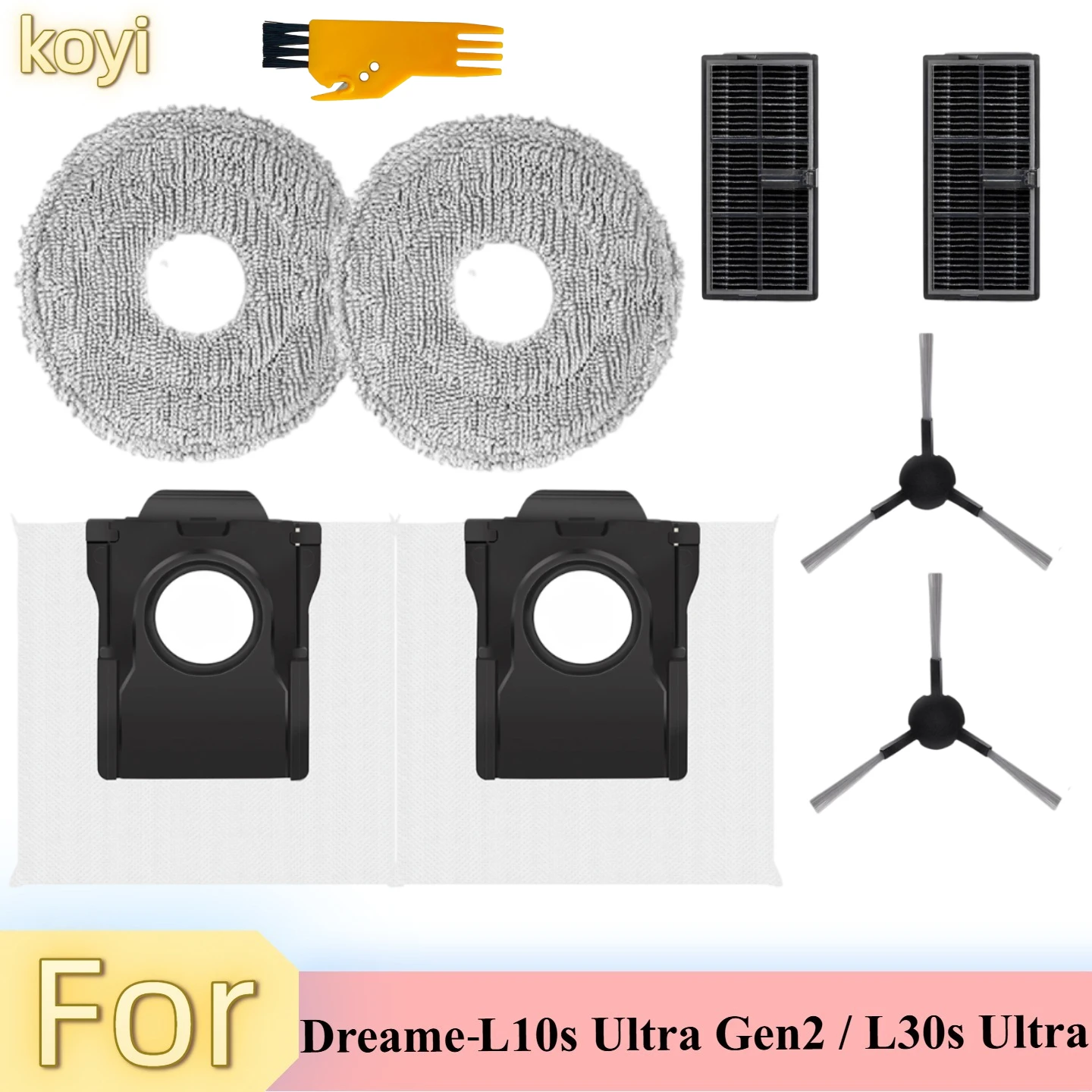 

Dreame L10s Ultra Gen2 / L10s Pro Ultra Heat Vacuum Cleaner Replacement Accessories Main Side Brush HEPA Filter Mop Dust Bag