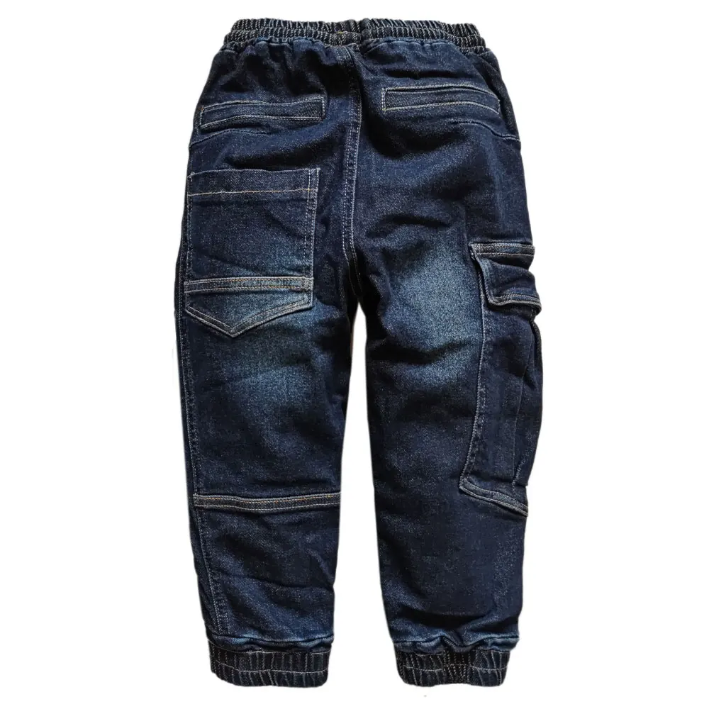 5010 Kids Denim Trousers boys Cargo jeans Elastic Waist Casual Big Pocket Spring Autumn