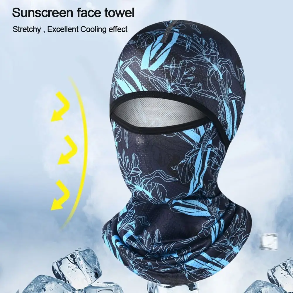 Pasamontañas de seda fría para hombre, gorra de cara completa para ciclismo, protección solar Anti-UV, cubierta facial deportiva, sombreros para bicicleta y motocicleta, Verano