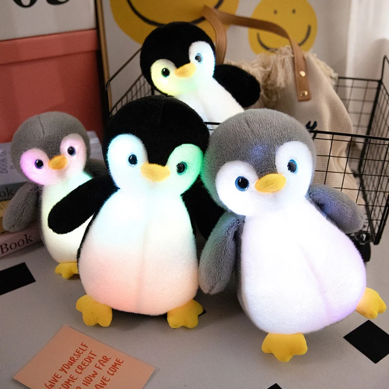 Creative Penguin Toy Luminous Pillow Soft Stuffed Plush Glowing Colorful Stars Cushion Led Light Toys Gift