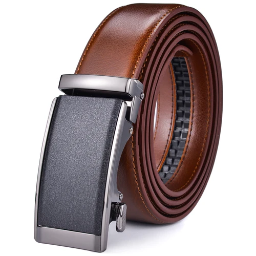 Imagen 2 del producto Cinturón de vestir con trinquete de cuero genuino para hombre con hebilla deslizante automática de talla grande