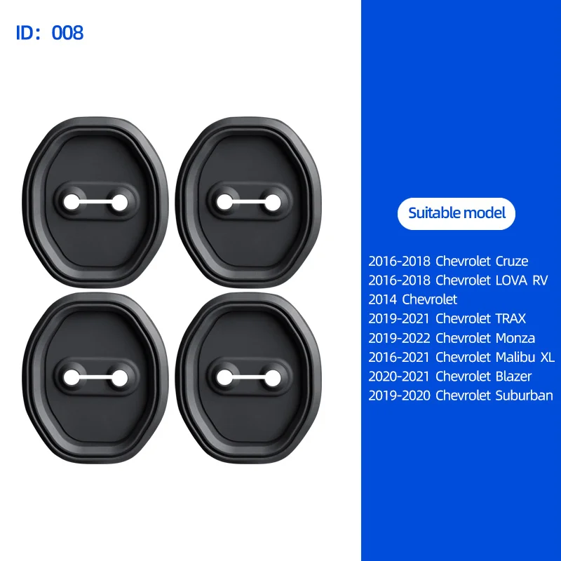 4pcs Silicone Car Door Lock Buckle Protection Cover,For Chevrolet Cruze Lova RV TRAX Monza Malibu XL Blazer Suburban Accessories