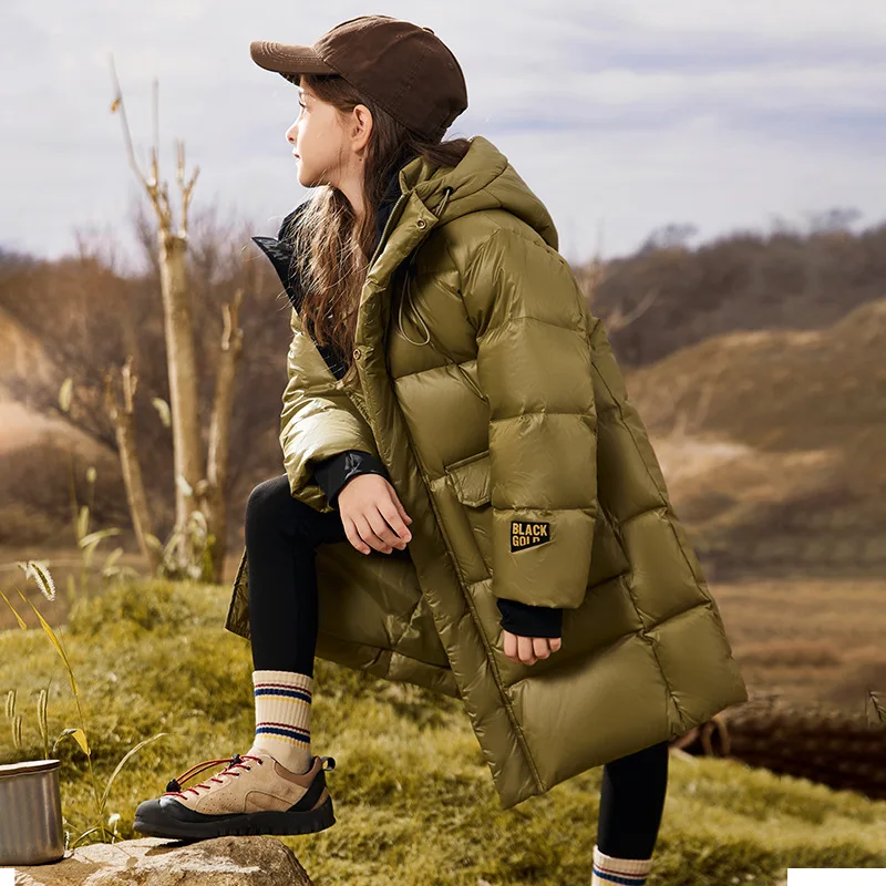 2025 Winter Children Down Jacket For Girl Thick Warm Waterproof Long Teenage Girl Outwear Coat 5-16 Years Kids Parka