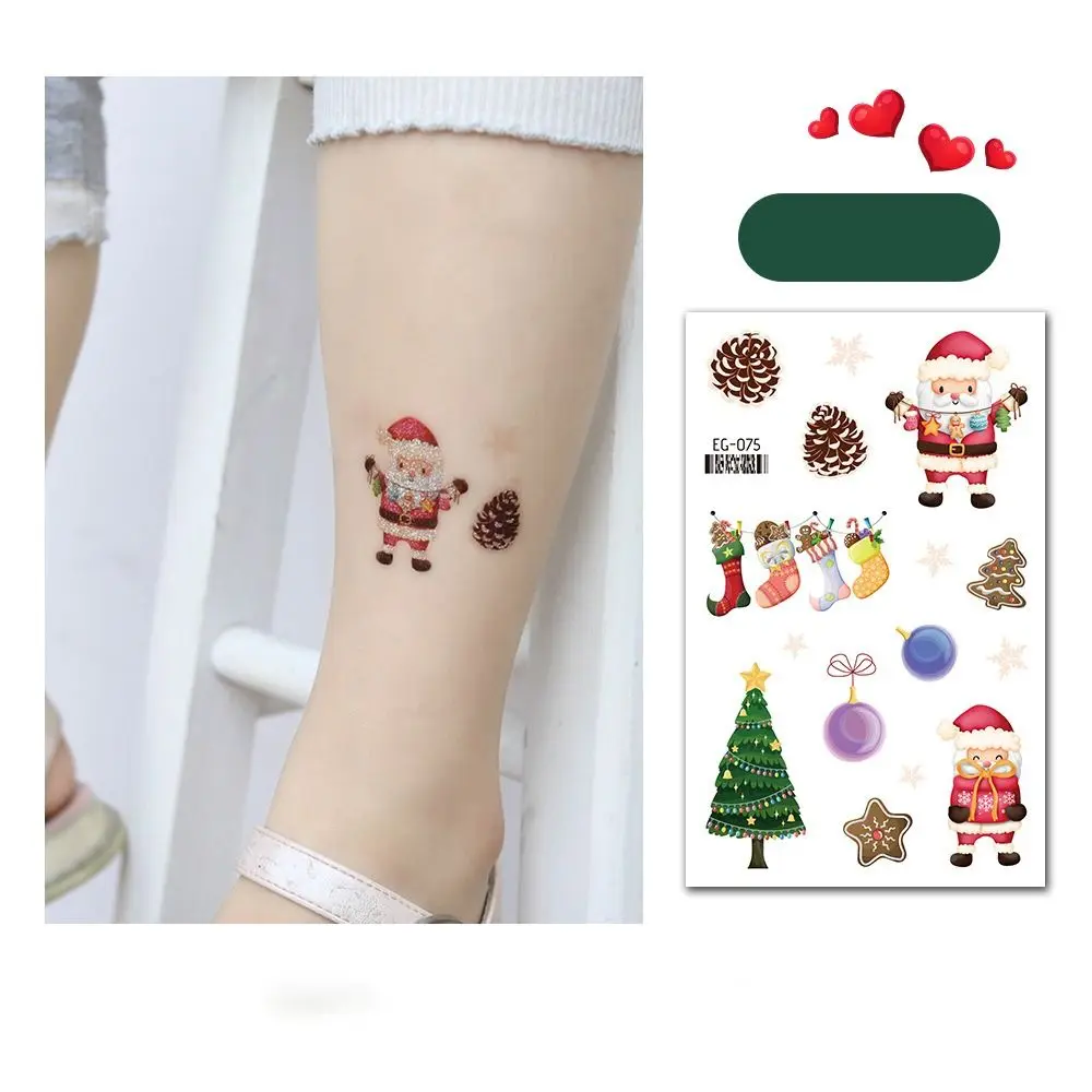 Snowman Waterproof Temporary Tattoo Sticker Long Lasting Cartoon Festival Tattoo Disposable Cute Christmas Stickers Child