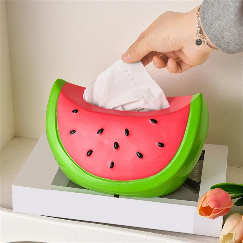 2025 NUEVA resina Case tejido sandía Decorativa Dispensador servilletas fruta Toalla papel gran capacidad