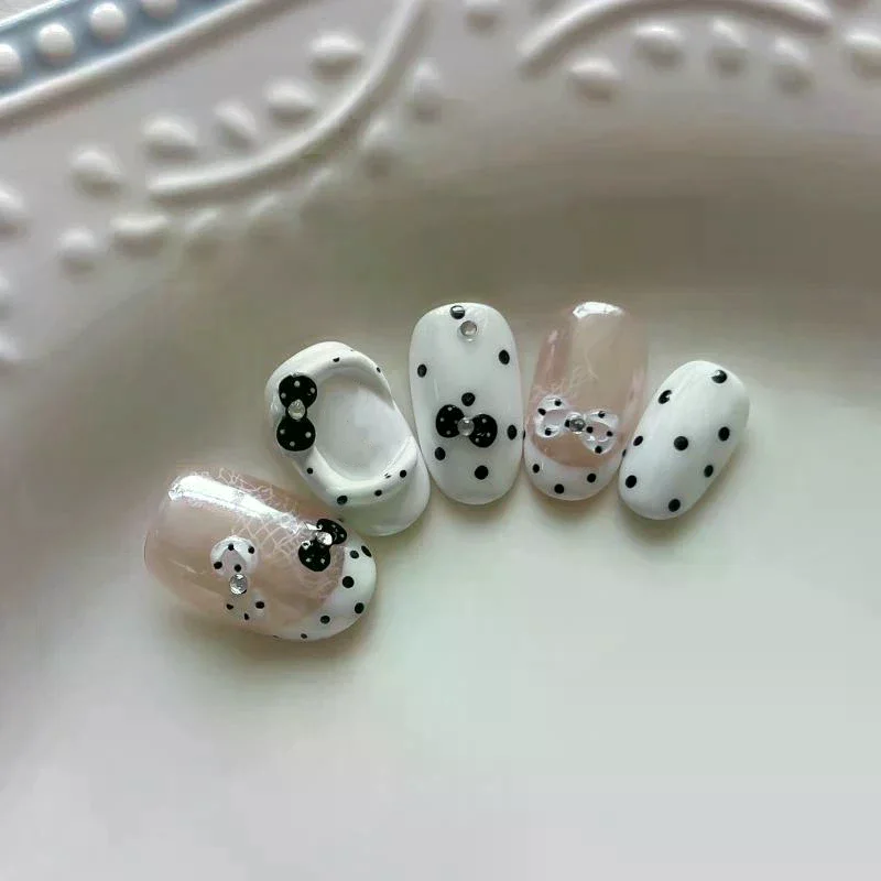 /Kuz/French Japanese Nail Stickers Mini Bow Self-adhesive Nail Art Decals Sweet Small Bowknot Daily Casual Manicure 5D