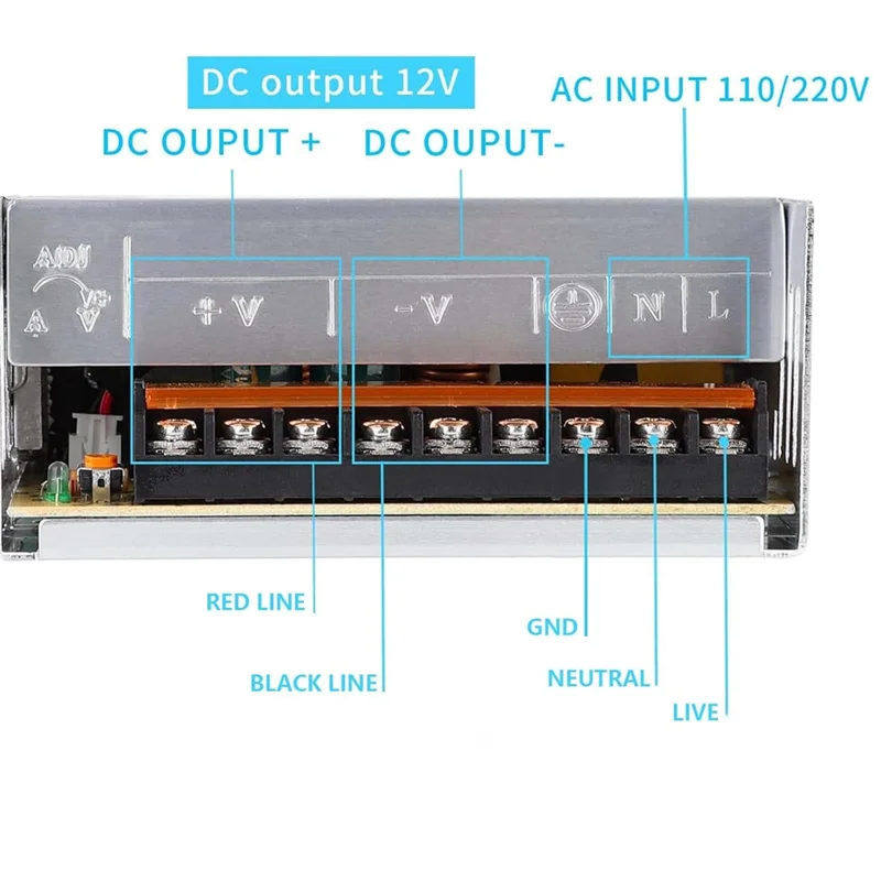 FYBL-Universal 12V 50A 600W 110V AC To DC Regulated Switching Power Supply,Transformer Adapter For LED Driver For LED Strip Ligh