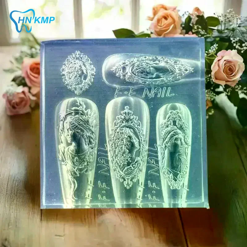 European Style Avatar Photo Frame 3D Silicone Nail Mold DIY Bow Design Transparent Manicure Template Nail Art Decoration Tool