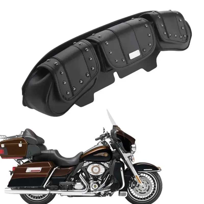 For Harley Touring Electra Steet Glide FLHT FLHX FLHTK 1996-2013 Motorcycle Windshield Bags Tri Pouch 3 Pocket Acsessories