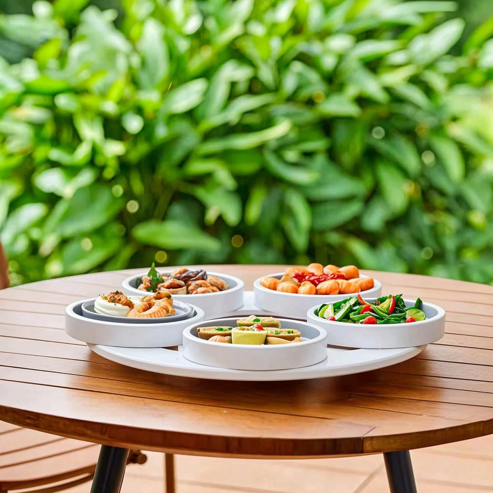 Rotating Serving Tray Tabletop Serving Tray with Platforms Rotating Serving Tray Turntable Manual Tableware Smooth for Hosts