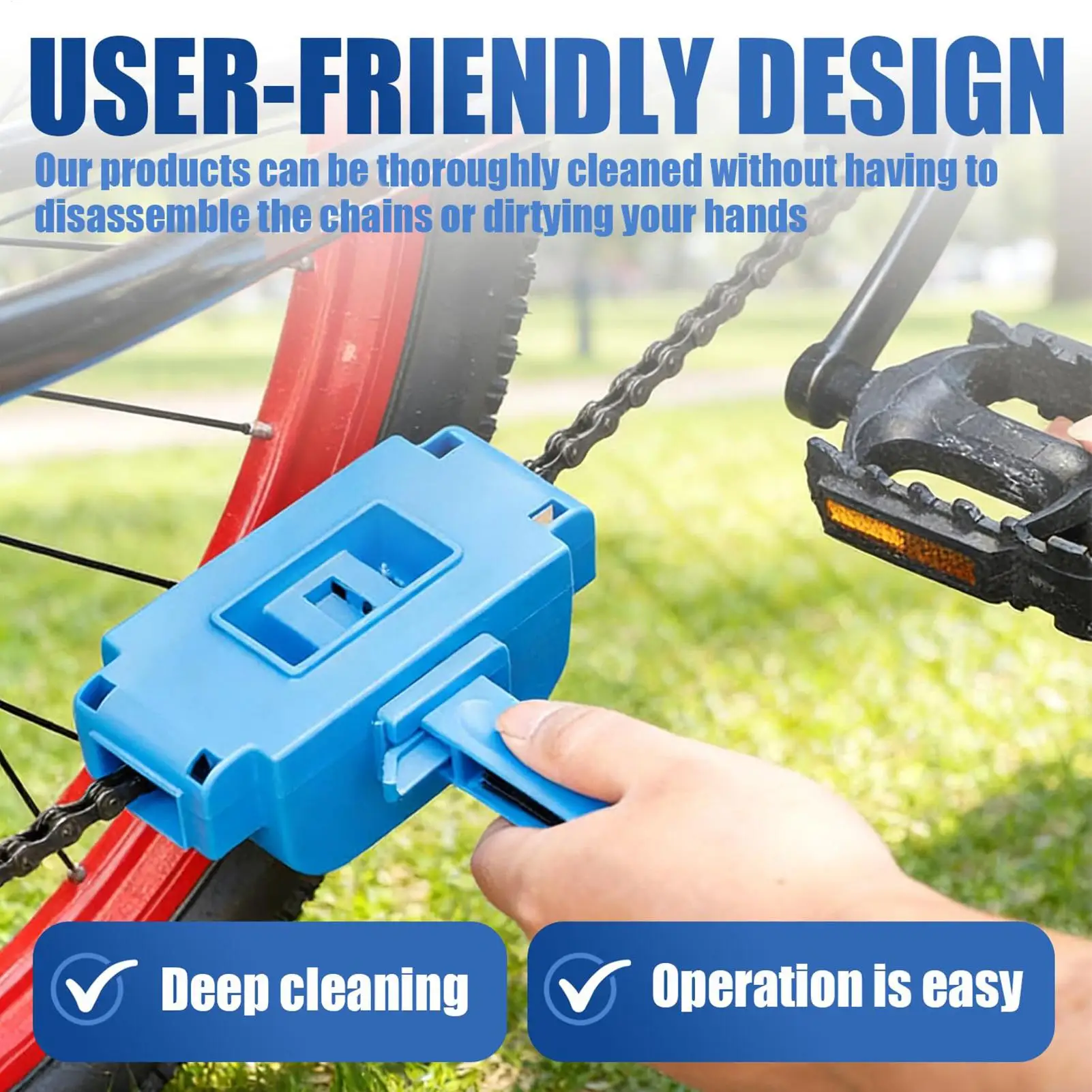 Bike Chain Cleaner Cycling Drivetrain Maintenance Scrubber Applicator Bike Chain Scrubber for Garage Workshop Home Tour Commute