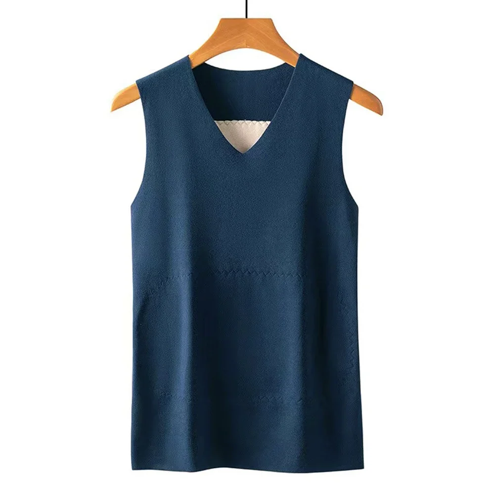 Men Double-faced Fleece Vest Underwear Warm Velvet Patch Thicken Tops Undershirt