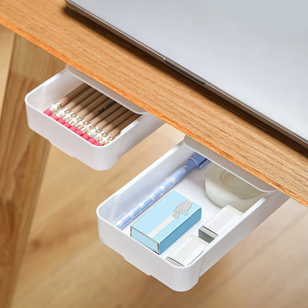 

Набор из 2-х выдвижных органайзеров для хранения: вместительные контейнеры для канцелярии, украшений, косметики, без сверления, скрытые под мебелью