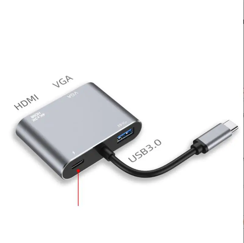 Type-C 4-in-1 Docking Station USB VGA DP HDMI Converter 4K HD Docking Station