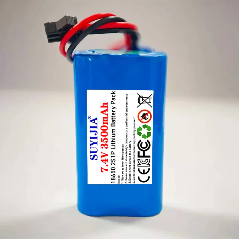 NEW 18650 battery pack 2S1P battery XH2.54-3P/SM plug 7.4V 3500mah rechargeable battery for audio, toys, power tools
