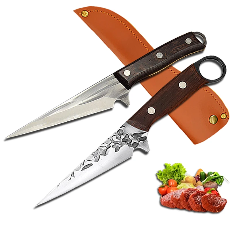 【セール中】カバー付き鍛造包丁、包丁、シェフ解析ナイフ、ブッチャーナイフ、調理、バーベキュー、釣り、切削工具