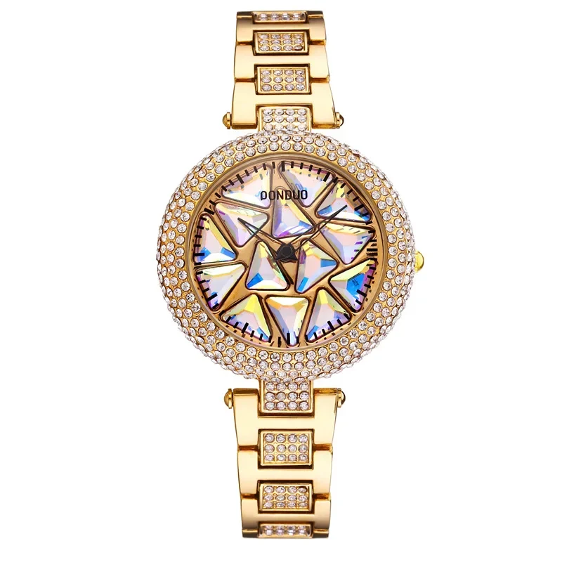 Creative Rhinestone Women Quartz Watch Luxury Ladies Dress Wristwatch Water-proof Women Watches Clock Rotate Montres Femme