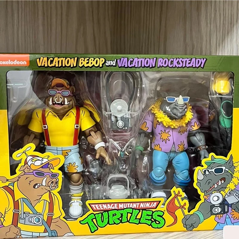 New In Stock NECA 2024 Teenage Mutant Ninja Turtles Series Anime Figure Bebop And Rocksteady Doll Statues Toys Gift