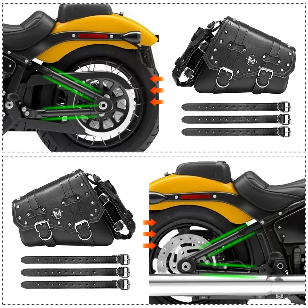Motorcycle Side Saddle Bags PU Leather SwingArm Tool Bag Water Bottle Holder Cafe Racer Luggage Bag For Cruiser Custom