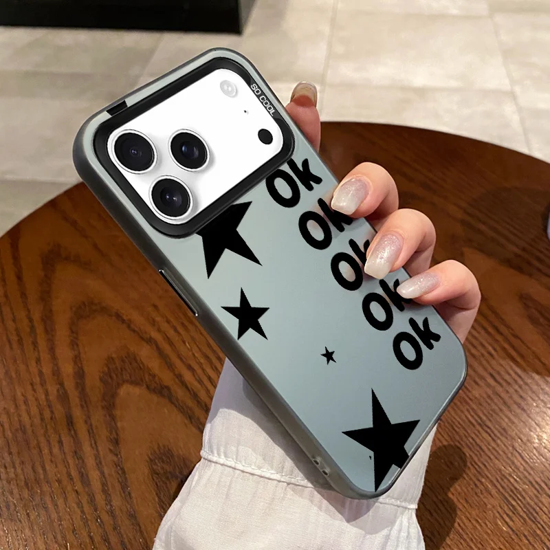 Ok pattern phone case is suitable for iPhone 17 16 15 14 13 12 11 Pro/ Max/Plus anti-fall and shockproof rear cover