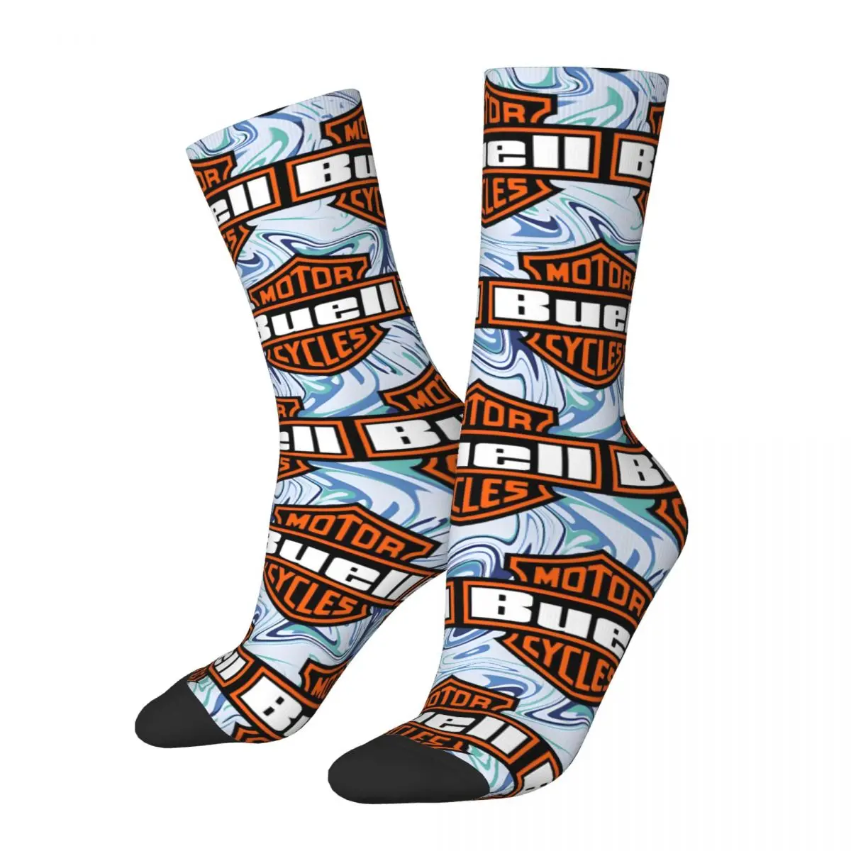

Crazy compression Fun Sock for Men Vintage B-Buells Quality Pattern Crew Sock Novelty