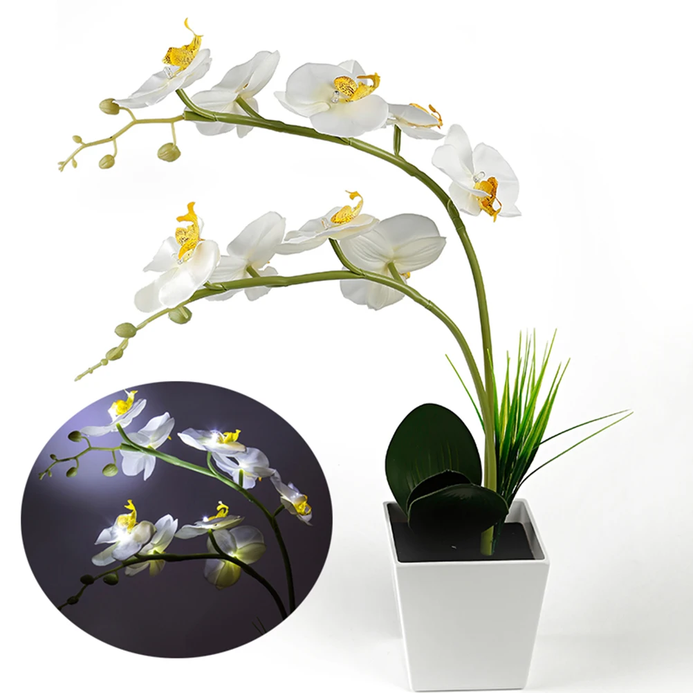 

Orchid Led Light For Home Decoration Elegant Artificial Potted Lamp Adjustable Shape Romantic Atmosphere