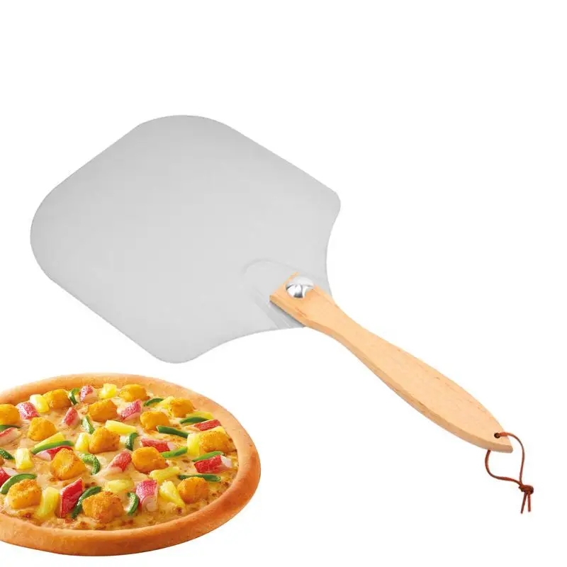 

Складная длинная алюминиевая лопатка для пиццы с деревянной ручкой, антипригарная перфорированная лопатка-слайдер, лопатка, кухонные инструменты для выпечки