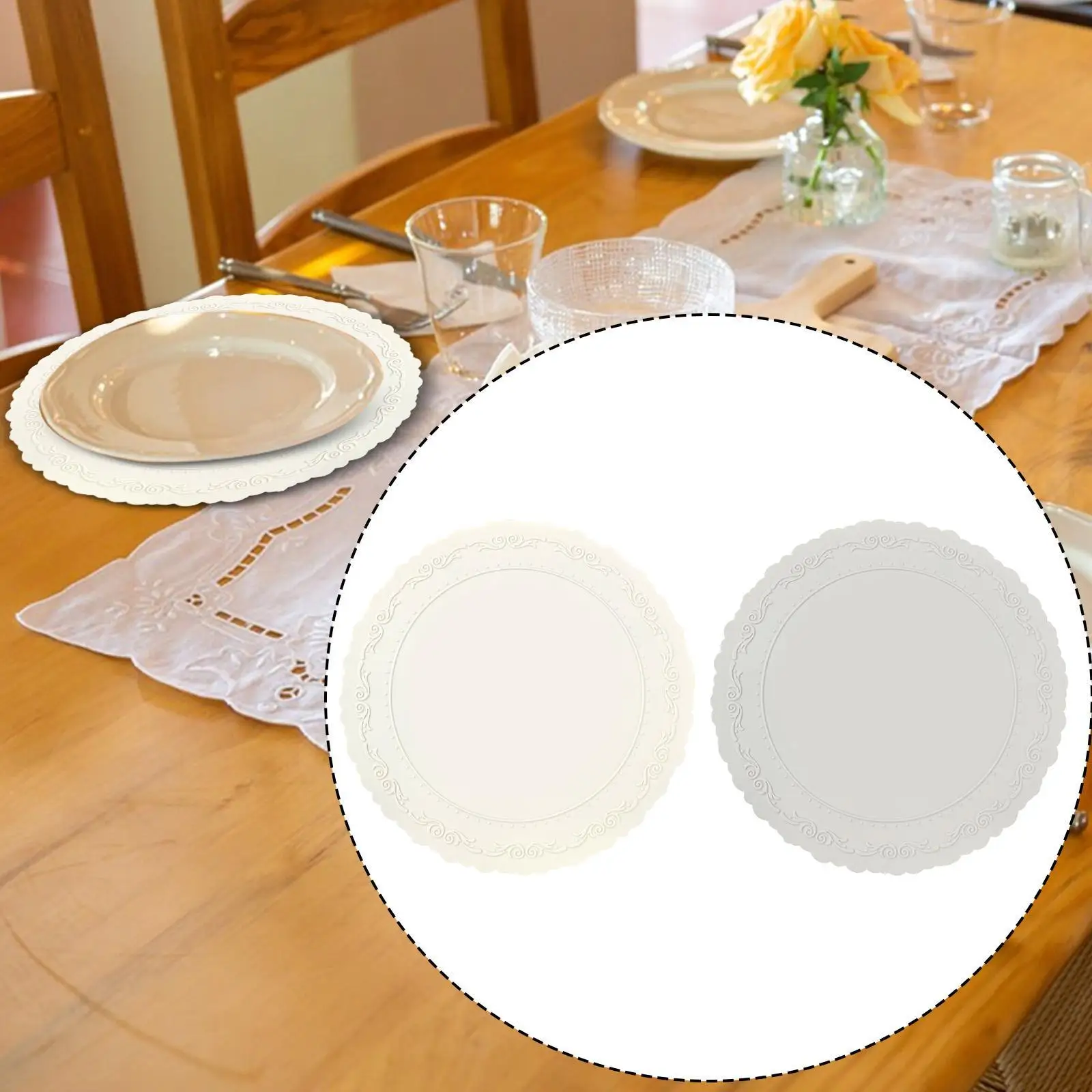 Easy Clean Silicone Placemats for Dining Table Heat Resistant Waterproof Oval Tablemats for Restaurant and Home Dining view 6