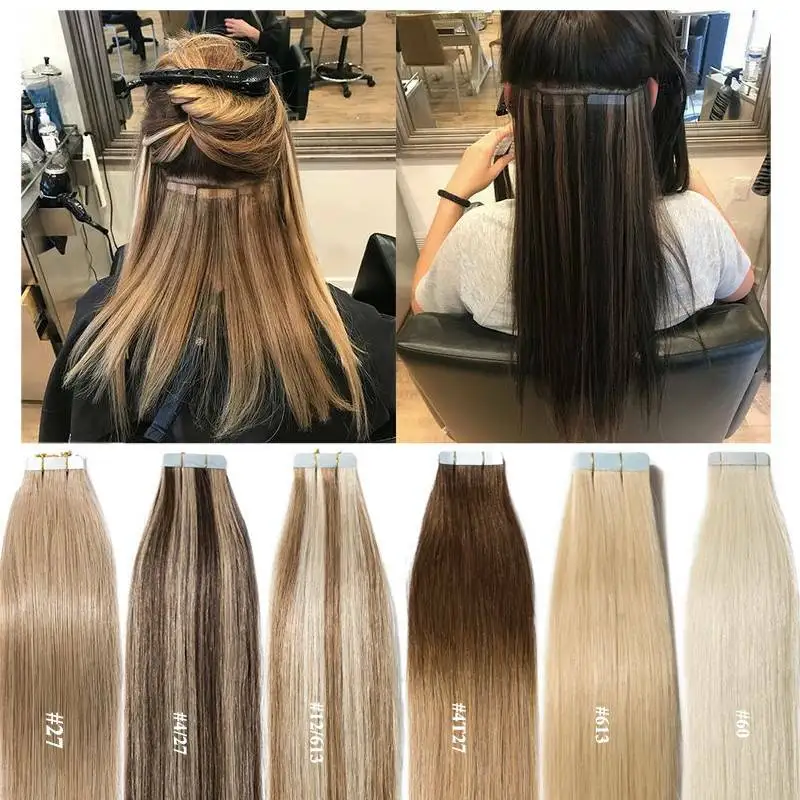 

100% человеческие волосы, 20 шт., лента для наращивания, Remy, 12-26 дюймов, ультратонкий уток для всех типов волос