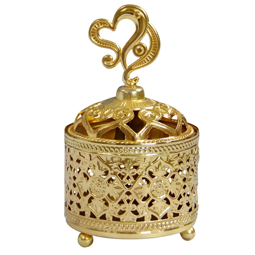 

Incense Burner Middle East Style Decorative Stove Gold Elegant Design Rust Resistance High Temperature Home Decoration Retro