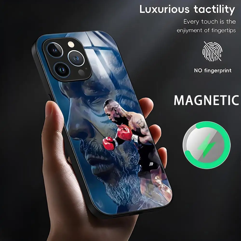 Boxer Tyson MikeS Phone Case For iPhone 16 15 14 13 12 11 X XR XS 8 Plus Mini Pro Max Glass Magnetic Phone Case