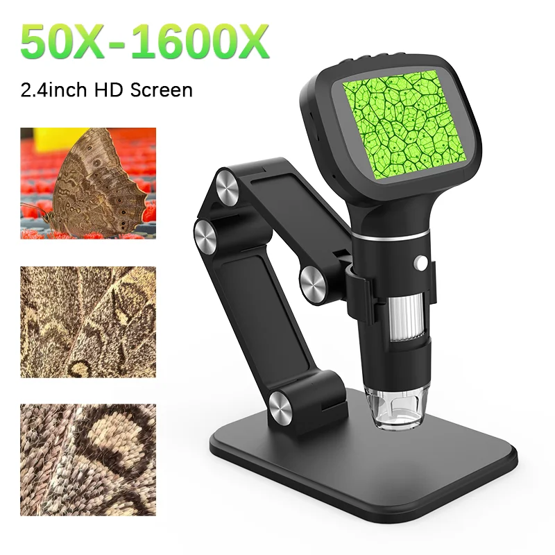 Dodosee 1600X 2.4Inch Digital Microscope 1080P HD Handheld Kids Microscopes Science Experiment 8 Lights Magnifier Tools for Coin