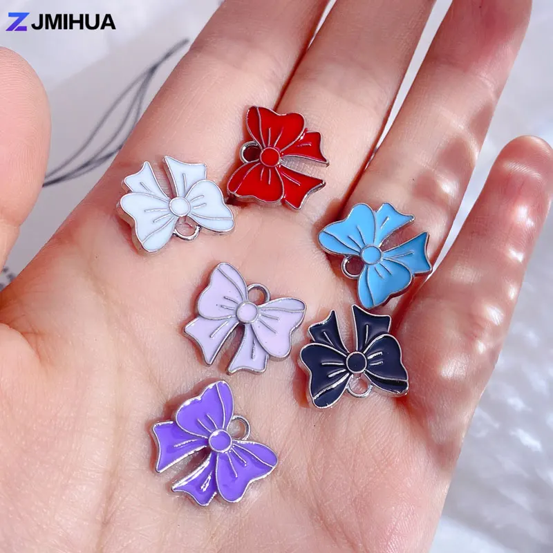 15pcs Enamel Charms Trendy Cute Bowknot Charms Pendants For Jewelry Making Supplies DIY Handmade Earrings Bracelets Accessories