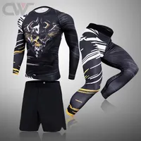 Winter Compression Long Sleeve Shirt Men Warm Base Layer Thermal Underwear Set Fitness Base Shirt Bodybuilding Suit Tracksuit