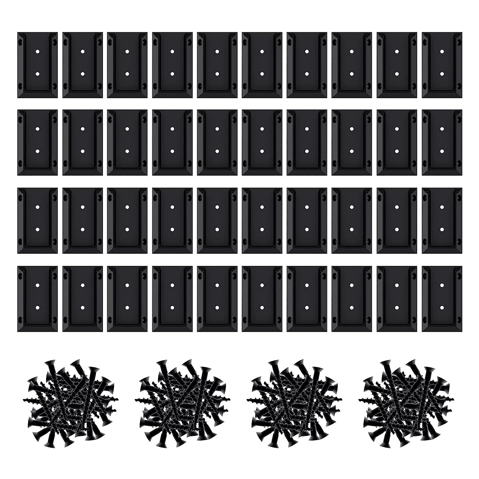 40 sets of deck connectors galvanized steel sturdy kit 1.55x3.4in connector, carbon deck to with screws (black)