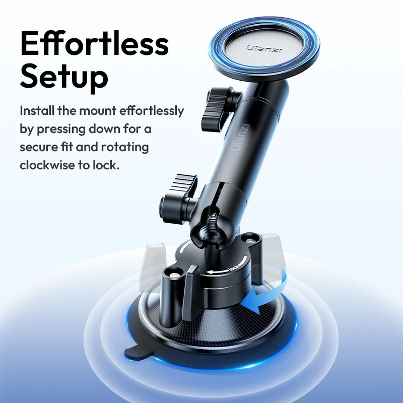 حامل Ulanzi ZJ06 ذو الالتصاق لتميز الهواتف الذكية MagSafe مع 360 درجة °   تعديل رأس الكرة لنافذة الزجاج الأمامي لفتحة سقف السيارة