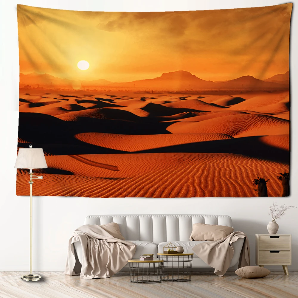 Sunset Desert Tapestry Wall Hanging Natural Scenery Simple Art Hippie Bohemian Modern Style Living Room Home Decor