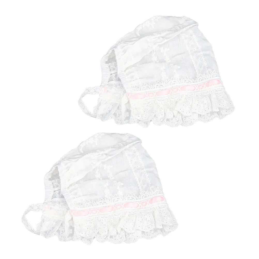 

2Pcs Newborn Baby Bonnet Cotton Soft Breathable Infant Beanies Adjustable Caps for New Year Festive Daily Wear Baby Accessories