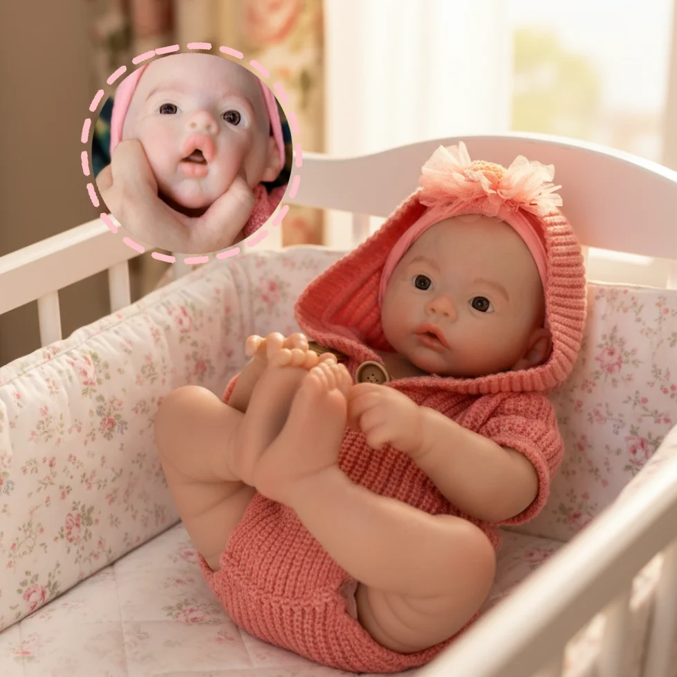 

Open Mouth & Washable 45cm Meadow bebe reborn de silicona Girl Doll With Painted Bald Soft Touch Lifelike Corpo De Silicone Doll