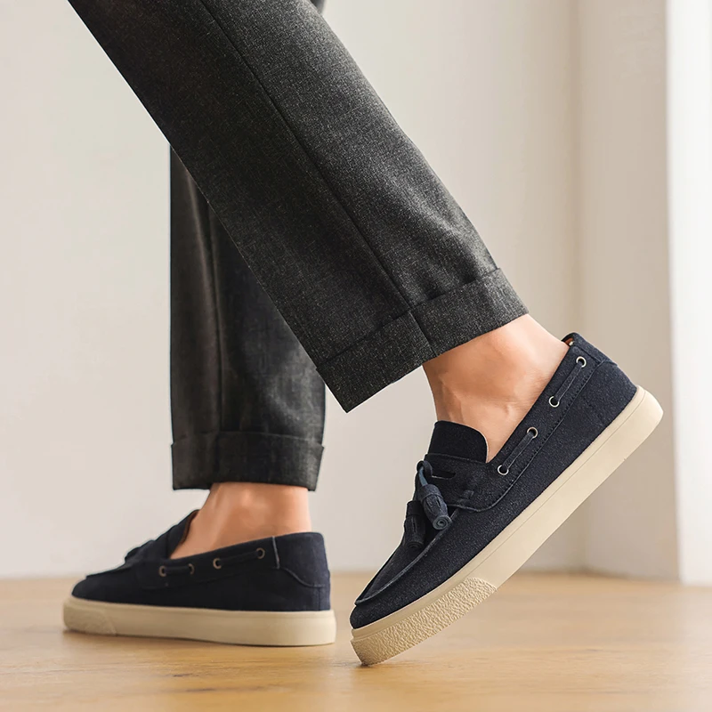 Men Casual Shoes Leather Loafers Classic Business Men Shoes Breathable Soft Moccasins Lazy Shoes Slip on Flats Driving Shoes