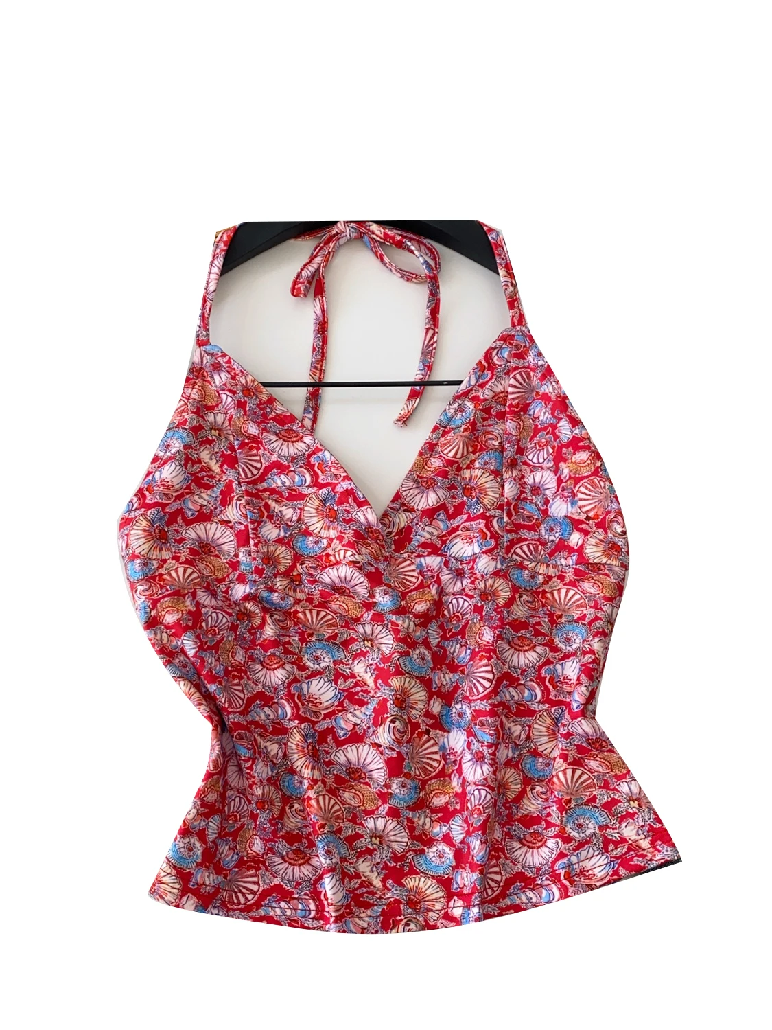 Sexy Floral Print ter Ne Crop Top Women's Summer Slimming Bal Vest Trendy Commute Sle Polyester Fiber V-ne