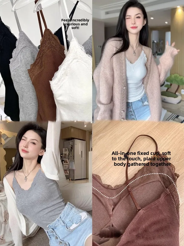 여름 신상 슬레 스트랩 베스트 탄력 튜브탑 아우터웨어 랩드 체스트 패드 섹시한 여성 속옷 패션 슬림 탑