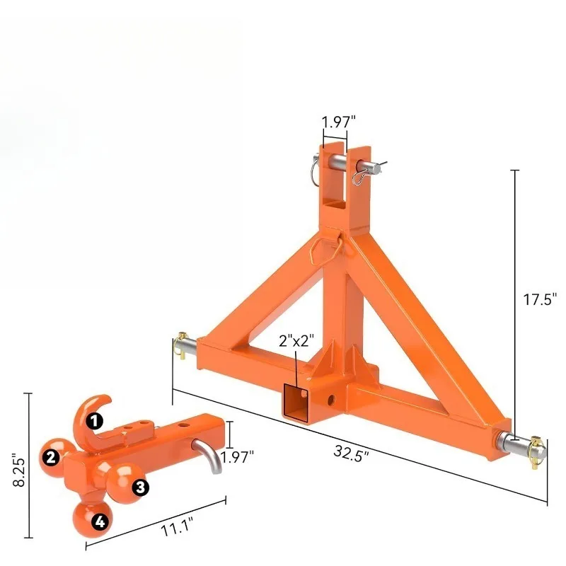 Suitable For  3 Point Hitch Receiver for Receiver 3 Ball & Hook Heavy Duty Trailer Hitch