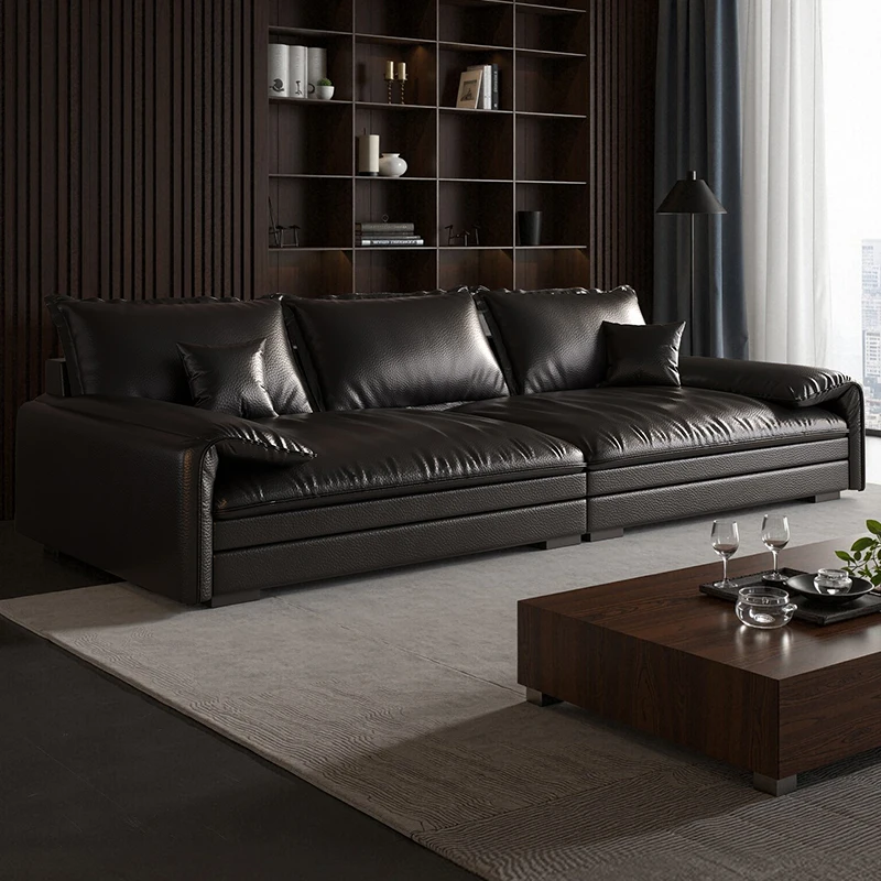

Leather Super Wide Large Sitting Deep Elephant Ears Living Room Sofa Cloud Sitting