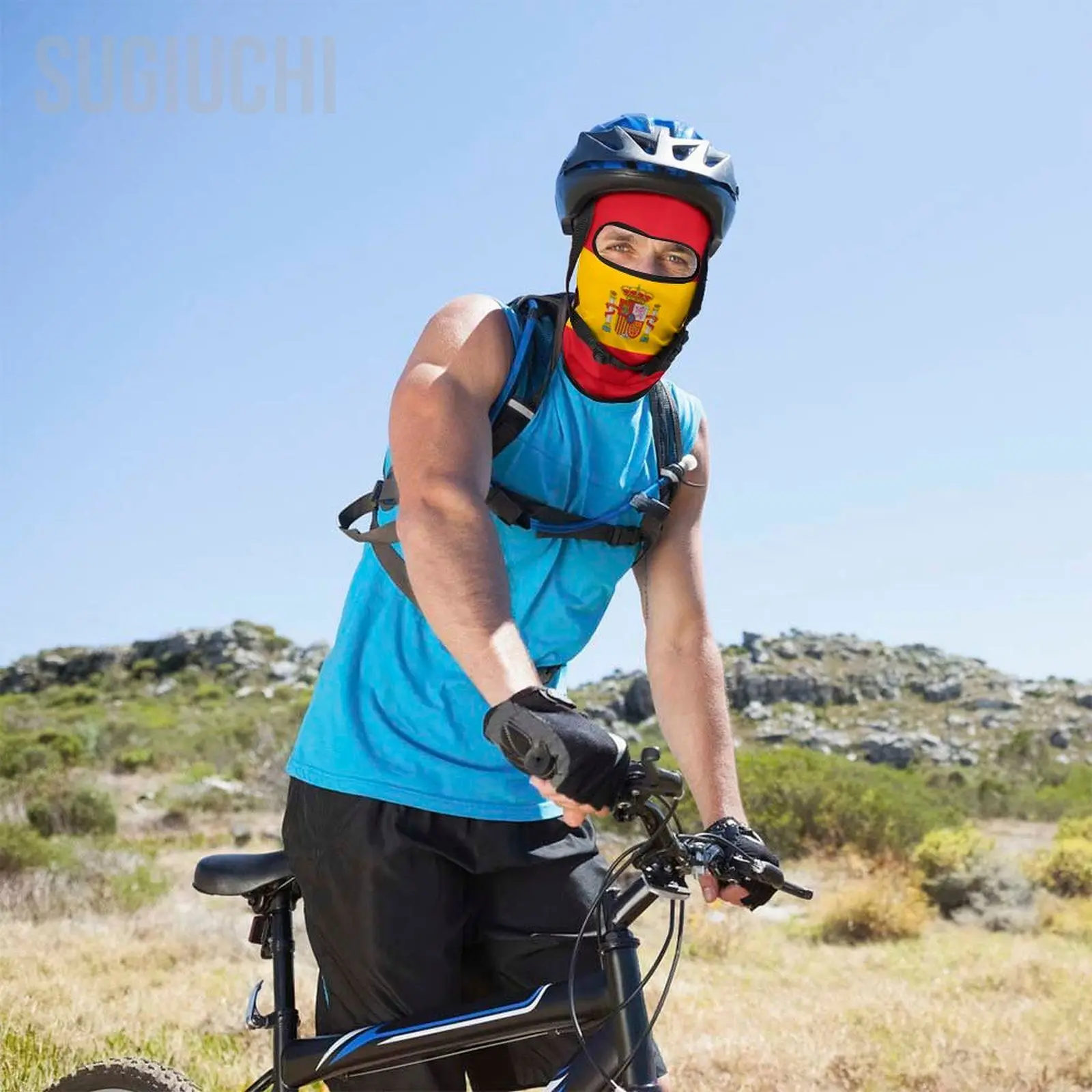 Spain Flag Outdoor Cool Sunscreen Motorcycle Face Mask Moto Biker Wind Cap Mask Stopper Windproof Bicycle Cycling Headgear