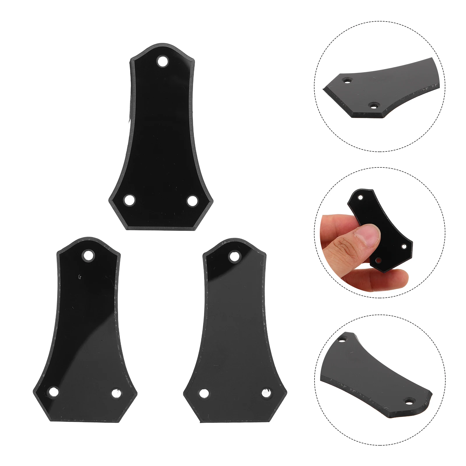 

3Pcs Black Plastic Truss Rod Cover 3 Hole Guitar Headstock Plate Universal Electric Guitar Accessory Replacement Parts