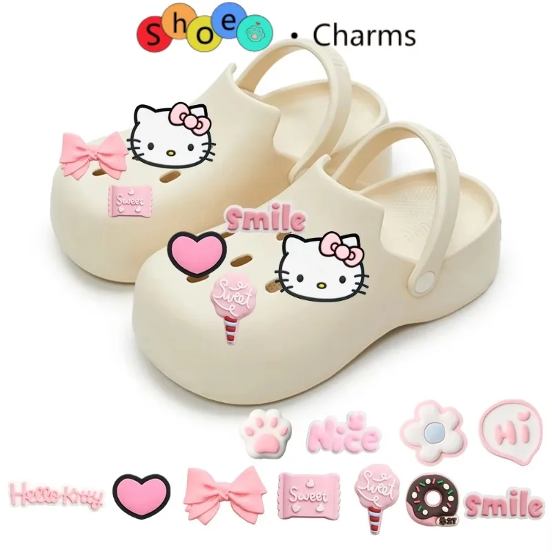 New Sanrio Shoe Charm Set PVC Removable DIY Accessories, Animal-Themed Shoe Buckle Decor Kit Xmas Party Gifts