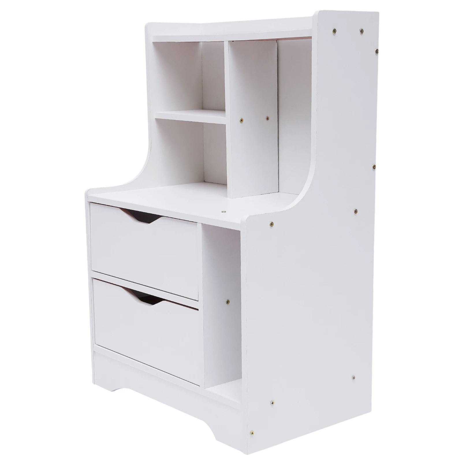 48*30*70cm White Bedroom Night Stand Dresser Cabinet Sofa Side End Table with 2 Drawers