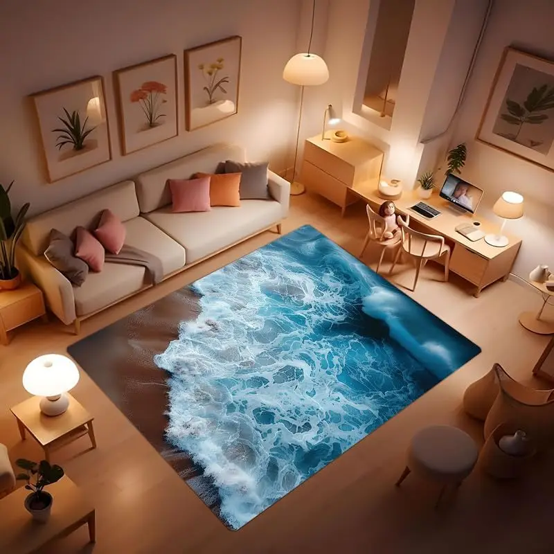 Undersea World bio-Printed Rugs, Beautiful Corals and Small Fishes Under The sea, Indoor Entrance Rugs, Rugs for Bedroom