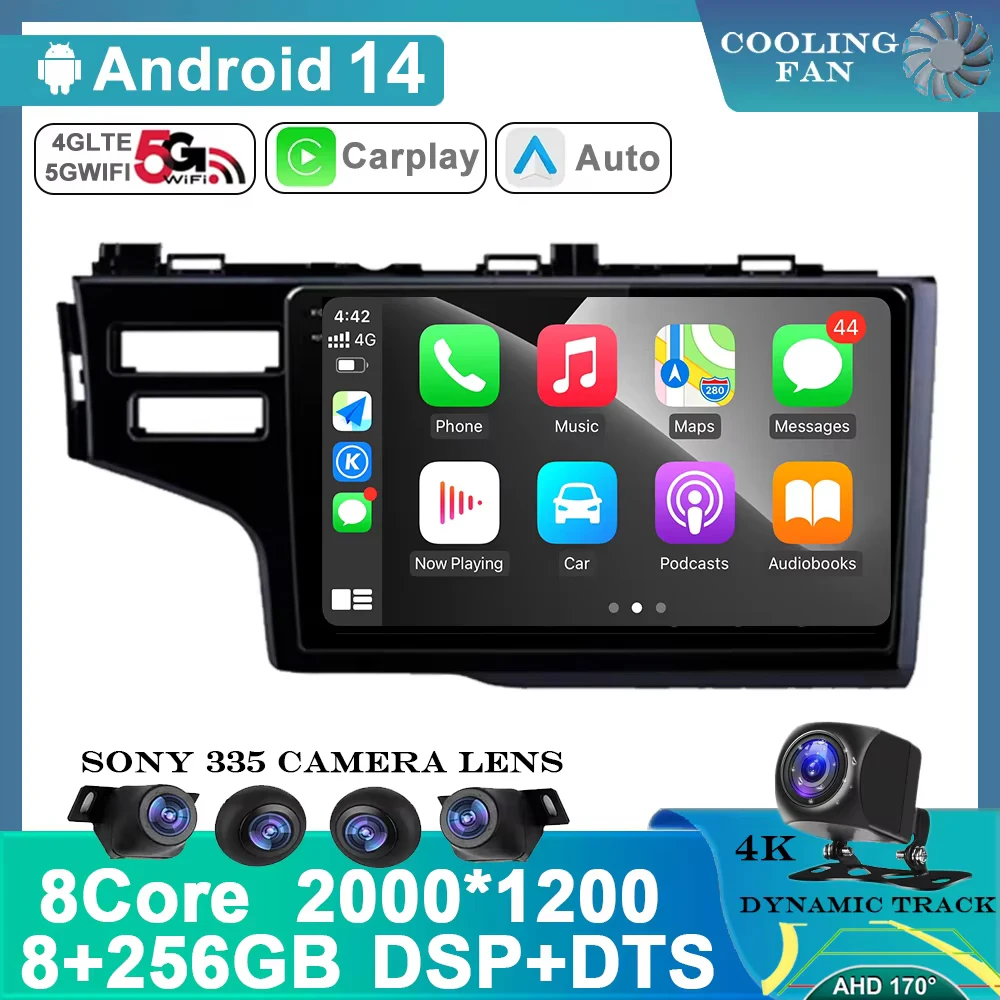 

For Honda Jazz 3 2015 - 2020 Fit 3 GP GK 2013 - 2020 9'' Android 14 Car Radio Multimedia Player GPS Navigation 4G Carplay DVD